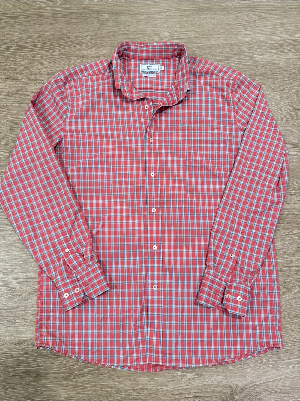 Southern Tide Red Plaid Long-Sleeve Button-Down Shirt